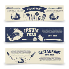 Vintage restaurant horizontal banners template