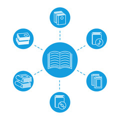 Canvas Print - Reading concept - book line icons