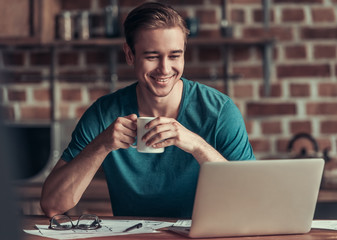 Wall Mural - Businessman working at home