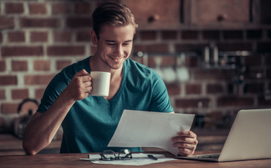 Wall Mural - Businessman working at home