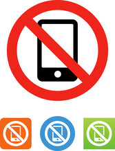 Cell Phones Prohibited Icon - Illustration