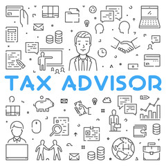 Wall Mural - Vector line web concept for tax advisor