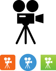 Sticker - Classic Movie Camera Icon - Illustration