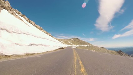 Aufkleber - POV point of view -  Driving on alpine road of Mount Evans in Early Summer