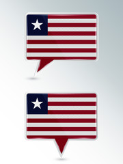 Canvas Print - A set of pointers. The national flag of Liberia on the location indicator. Vector illustration.