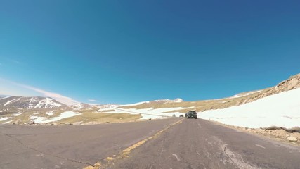 Aufkleber - POV point of view -  Driving on alpine road of Mount Evans in Early Summer