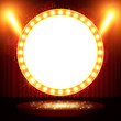 © darkbird - Retro banner on stage with spotlight effect background