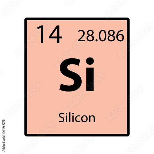 Silicon periodic table element color icon on white background vector ... Silicon periodic table element color icon on white background vector ...