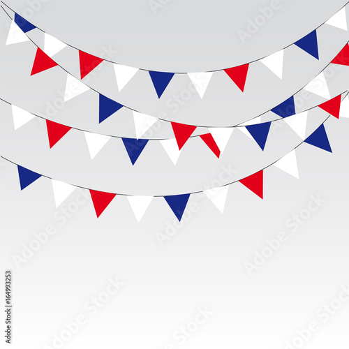 Garlands Of Red White Blue Flags Vector Illustration Buy This