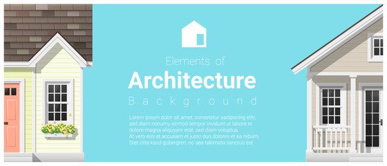 Elements of architecture background with a small house , vector ,illustration 