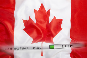 Sticker - Downloading files on a computer, Canada flag