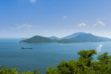 Container ship in Chinese sea, Hong Kong.