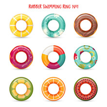 Set Of Isolated Rubber Swimming Rings