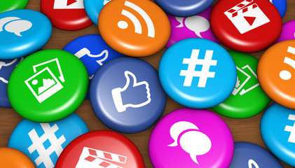 Wall Mural - Social Media Icons Badges