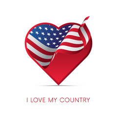 Wall Mural - American flag in heart. I love my country. sign. vector illustration.