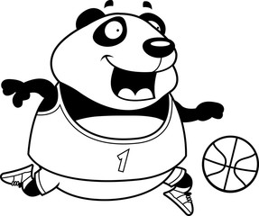 Canvas Print - Cartoon Panda Basketball