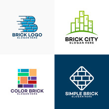 Set Of Brick Logo Template Designs Vector Illustration