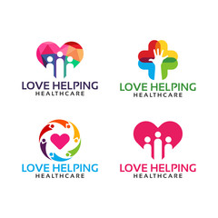 Wall Mural - colorful love helping, care, healthcare logo designs template