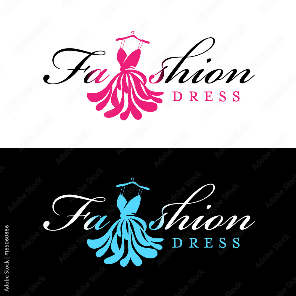 Pink and blue Fashion dress logo for fashion shop and business vector ...