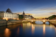Boat Tour On Seine River In Paris With Sunset. Paris, France