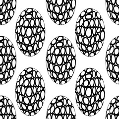 black and white ovals seamless pattern isolated in white