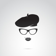 Wall Mural - parisian woman vector icon.