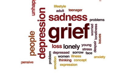 Poster - Grief animated word cloud, text design animation.