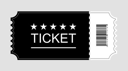 Wall Mural - ticket icon, cinema ticket flat on gray background, vector illustration