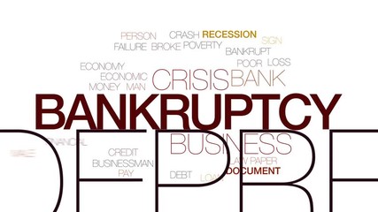 Wall Mural - Bankruptcy animated word cloud, text design animation.