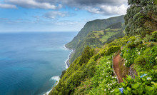 View On Atlantic Ocean Coast, Sao Miguel Island, Azores, Portugal