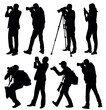 Vector, isolated, silhouette people taking pictures