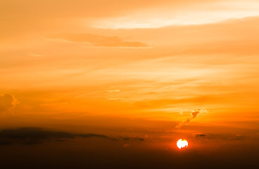 colorful dramatic sky with cloud at sunset