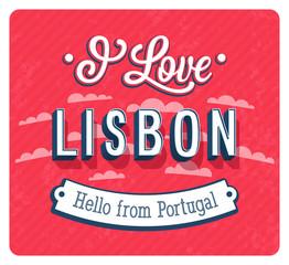 Fototapete - Vintage greeting card from Lisbon - Portugal.