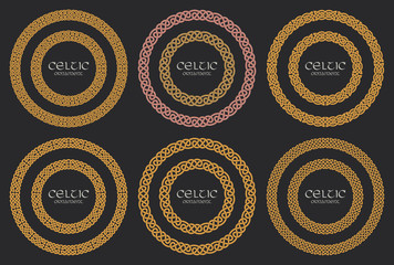 Wall Mural - Celtic knot braided frame border circle ornaments set