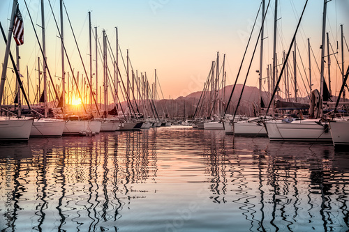 Beautiful sailboats in the dock Canvas-taulu