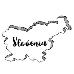 Poster - Hand drawn of Slovenia map, vector illustration