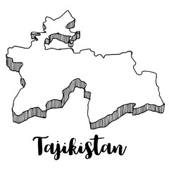 Poster - Hand drawn of Tajikistan map, vector illustration