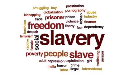 Sticker - Slavery animated word cloud, text design animation.