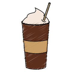 Sticker - coffee shake with straw vector illustration design