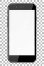 Smart Phone With Blank Screen Isolated On Transparent Background.
