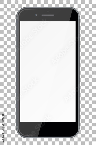 Fotografía Smart phone with blank screen isolated on transparent background.