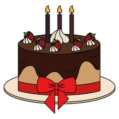 Poster - delicious cake with candles celebration icon vector illustration design