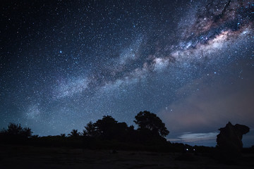 Wall Mural - Starry night with milkyway( Visible noise due to high ISO, soft focus, Shallow DOF, Slight motion blur)