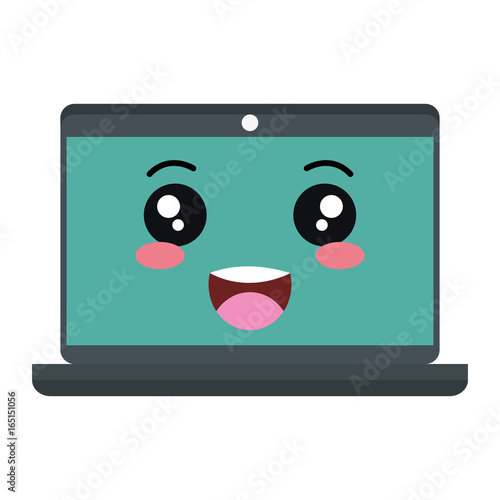 computer laptop kawaii character vector illustration design Stock ...