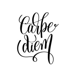 Wall Mural - carpe diem black and white hand written lettering positive quote