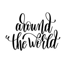 Wall Mural - around the world hand lettering travel poster