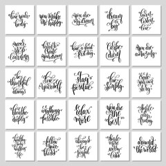 Wall Mural - set of 25 hand lettering positive posters, black and white inspi