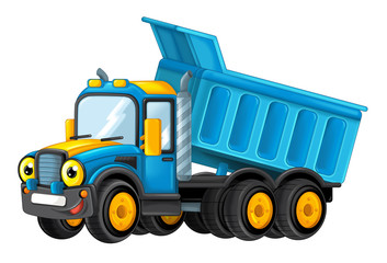 Wall Mural - cartoon happy cargo truck looking and smiling - illustration for children