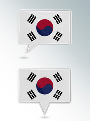 Sticker - Set of pointers. The national flag of South Korea on the location indicator. Vector illustration.