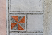 Traditional Fresco And Mural Wall Art Of Engadin Architecture In Detail On A House Facade In The Village Of Scuol